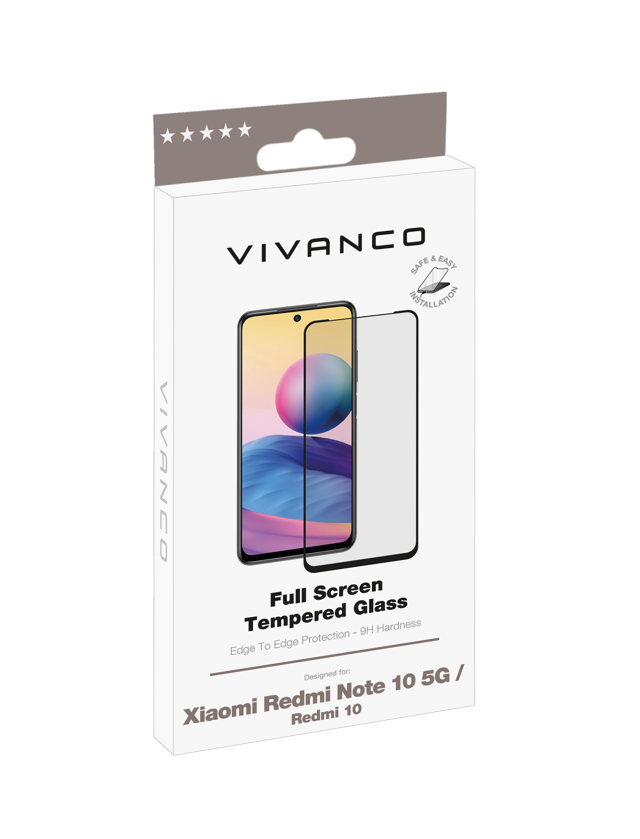 VIVANCO Full Screen Displayschutzglas (für Redmi Xiaomi Redmi Note 10) 5G, 10