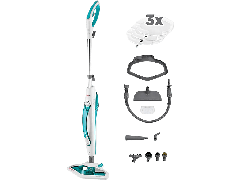 Escoba de vapor - Polti Vaporetto SV450 Double, 0.3 l, 1500 W, Hasta 5 bares, 2.7 m², Blanco y verde