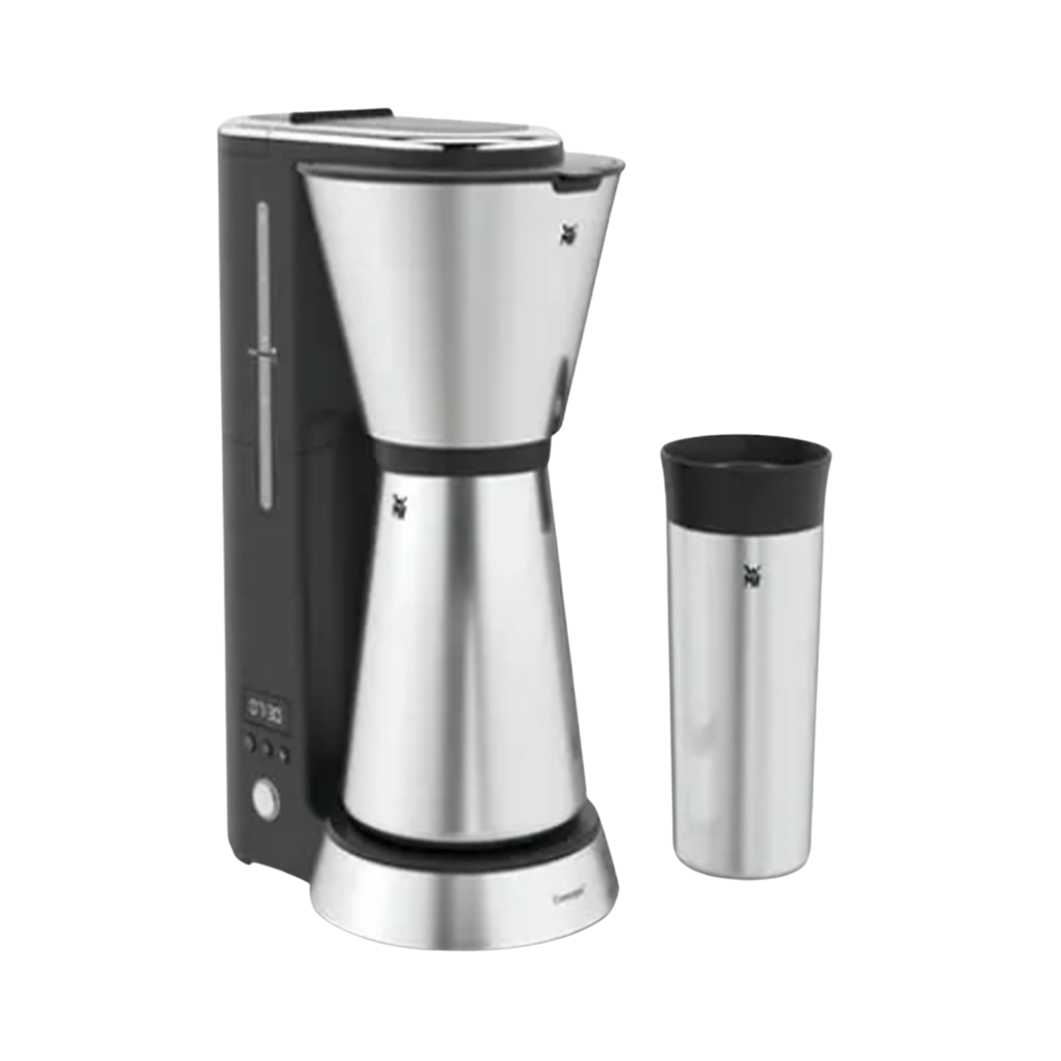 Cafetera de goteo - WMF KÜCHENminis Aroma, 870 W, 0.625 l, Hasta 5 tazas, Temporizador 24 h, LCD, Plata