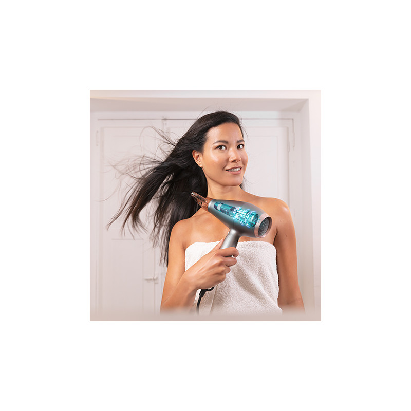 Secador - Cecotec Bamba IoniCare 6000 RockStar Essence, Con Difusor, Ionizador, 2200 W, 2 potencias, Gris