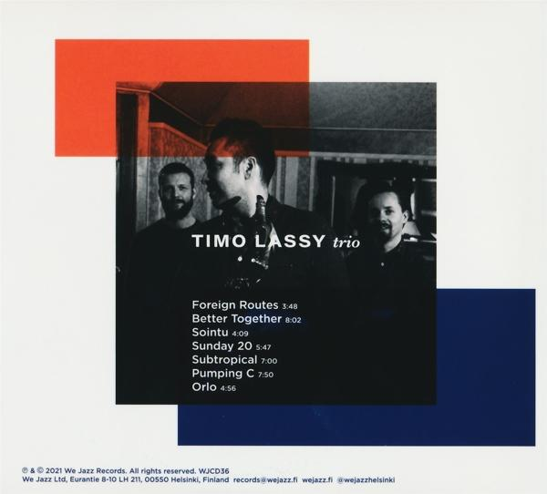 CD-Cover für das Album von Timo Lassy Trio mit drei Männern und einem Titel.
