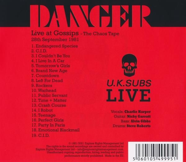 Uk Subs - Danger-Live (The Chaos Tape)  - (CD)