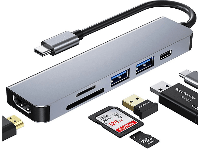 DAYTONA HC-13C Type C to USB HDMI SD Card PD Adaptör Gri_3