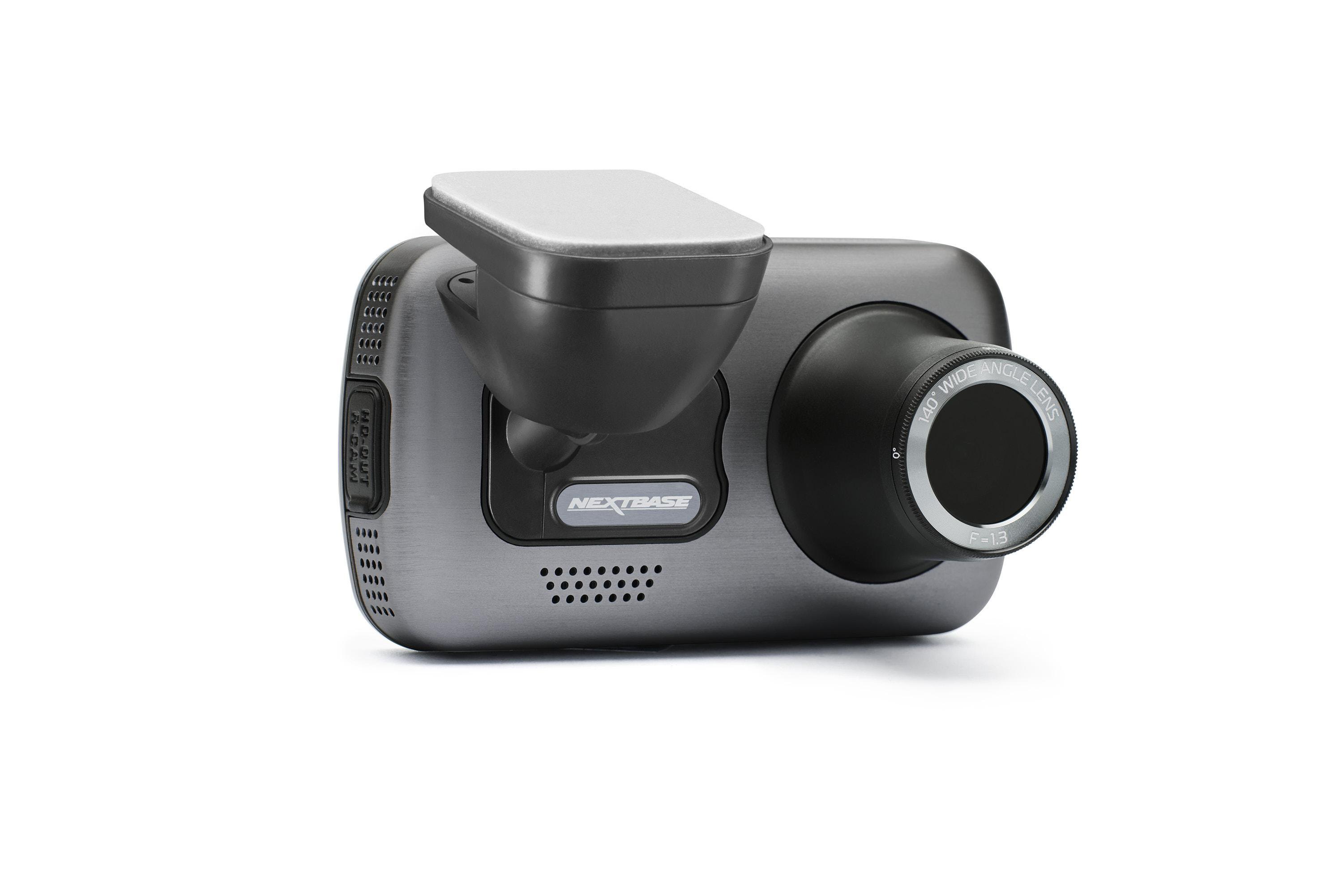 Nextbase Dashcam mit Linse und Bildschirm, in grauer Farbe.