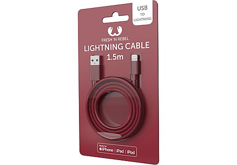 FRESH 'N REBEL Lightning-kabel 1,5 m Rood