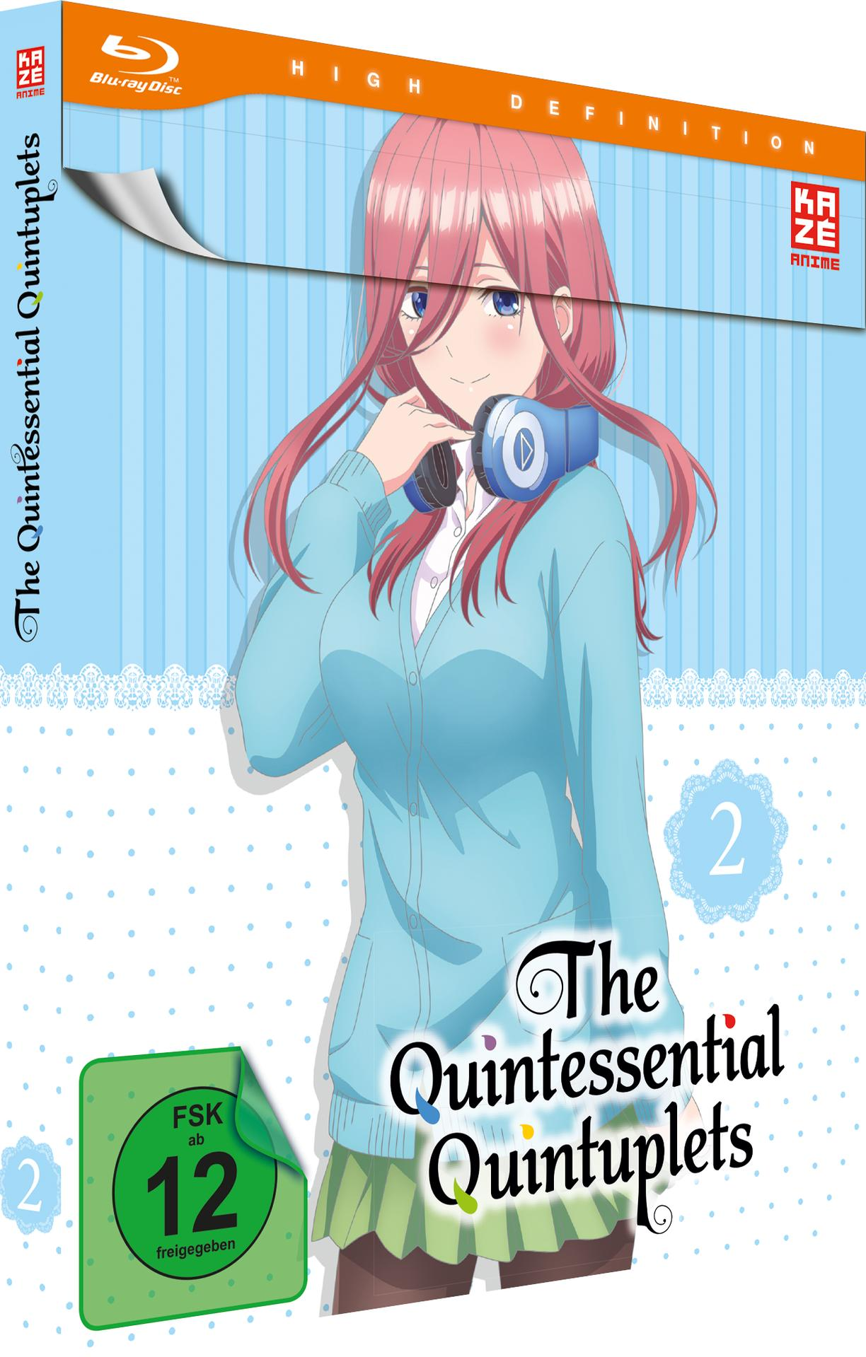 Anime-DVD-Cover. Ein Mädchen mit roten Haaren und blauen Kopfhörern. Titel: The Quintessential Quintuplets.