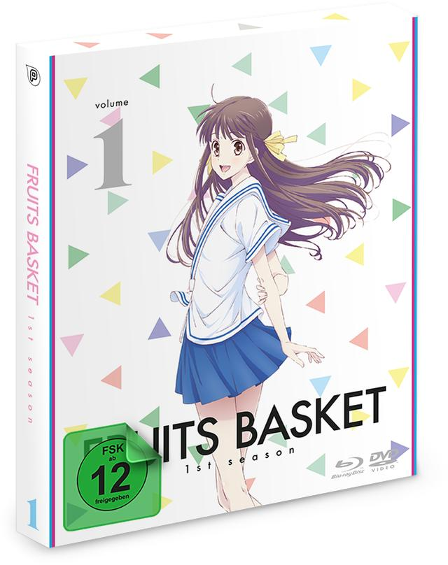 Fruits Basket Band 1 DVD-Box-Set mit Anime-Charakter-Illustration.