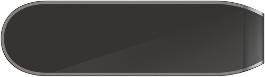 Un rectangle noir et gris sur fond blanc. Le bord supérieur est incurvé.