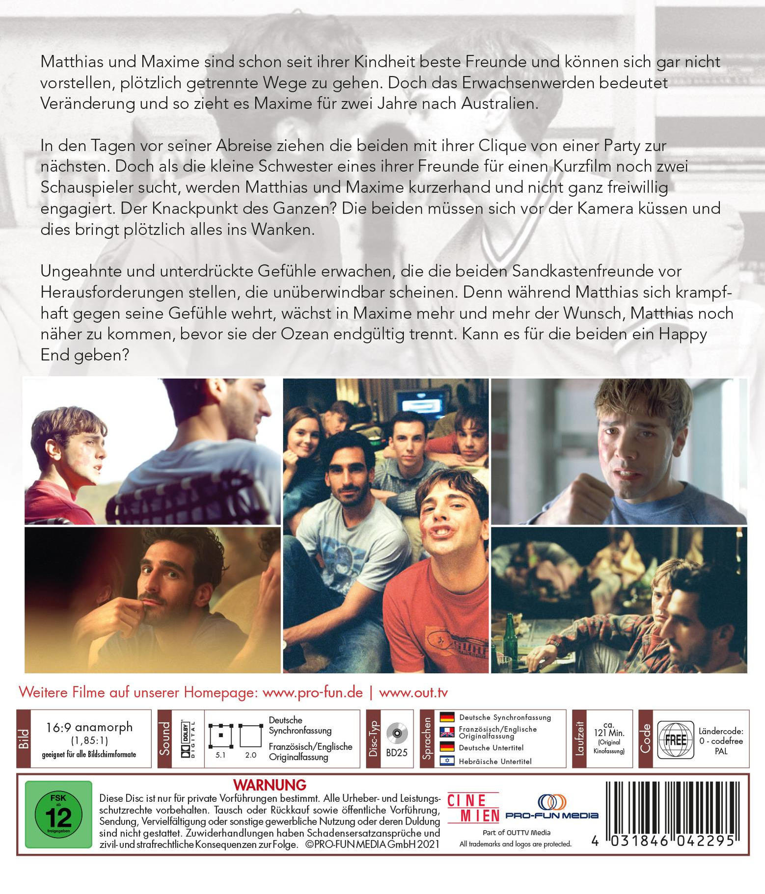 Ein Film-DVD-Cover. Die DVD ist blau, mit Text und Bildern auf der Vorder- und Rückseite.