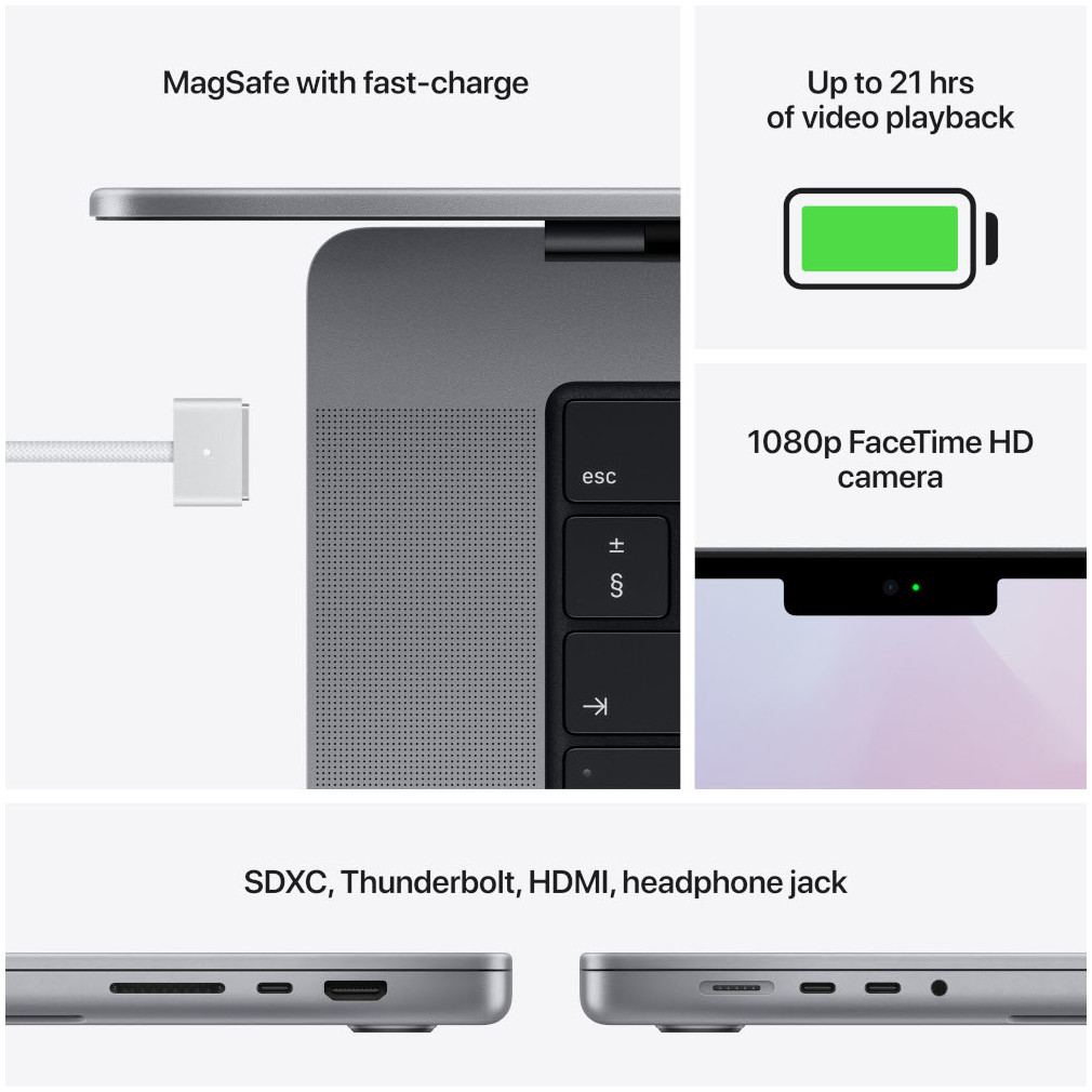 APPLE MacBook Pro 16'' M1 Max 1 TB Space Gray 2021 AZERTY