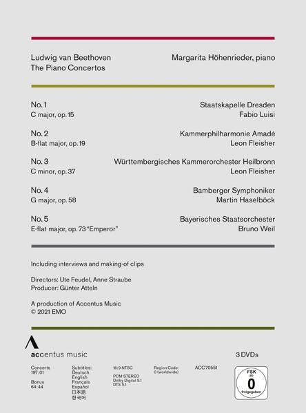 1-5 Klavierkonzerte (DVD) - Margarita/luisi/haselböck/fleischer/+ - Beethoven Höhenrieder