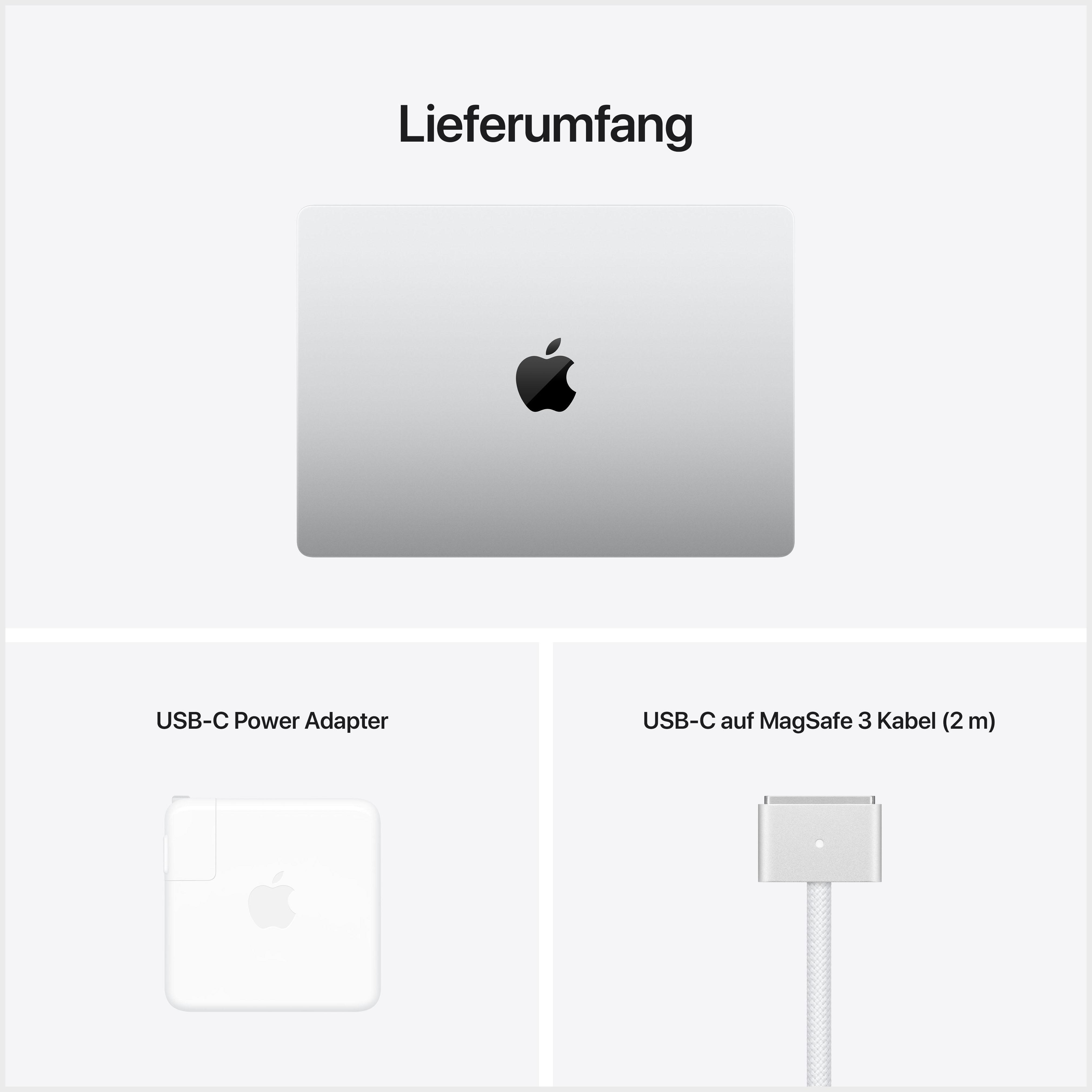 APPLE MacBook Pro MKGR3D/A CTO, Notebook mit 14,2 Zoll Display, Apple M1 Pro Prozessor, 16 GB RAM, 512 GB SSD, 14-Core GPU, Silver