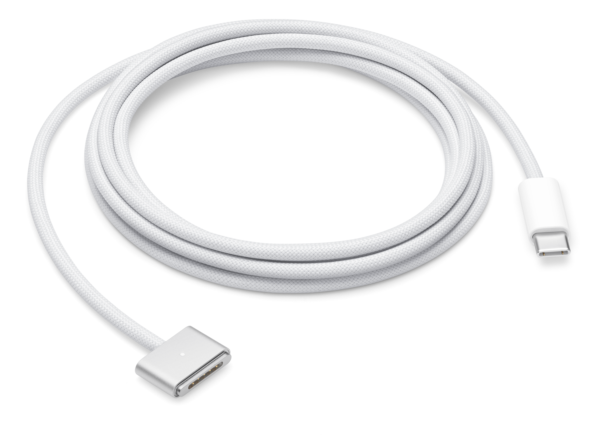 Witte oplaadkabel met een witte connector en een USB-C-connector.