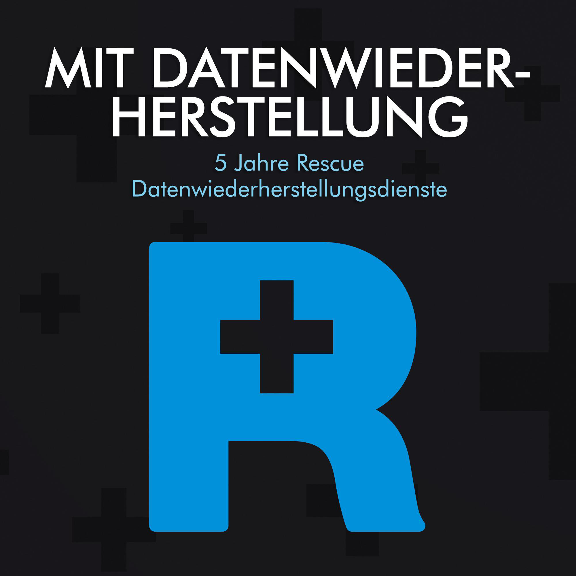 Grafik mit dem Text 'MIT DATENWIEDERHERSTELLUNG' und einem blauen 'R' Logo.