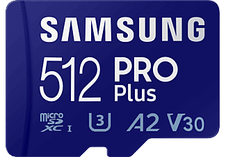 SAMSUNG PRO Plus - Carte mémoire Micro-SDXC  (512 GB, 160 Mbit/s, Bleu)