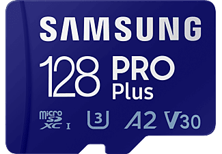 SAMSUNG PRO Plus - Micro-SDXC Speicherkarte  (128 GB, 160 Mbit/s, Blau)