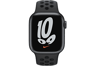 APPLE Watch Series 7 Nike (GPS) 41mm Smartwatch Fluorelastomer, 130 - 200 mm, Armband: Mitternacht, Gehäuse: Mitternacht
