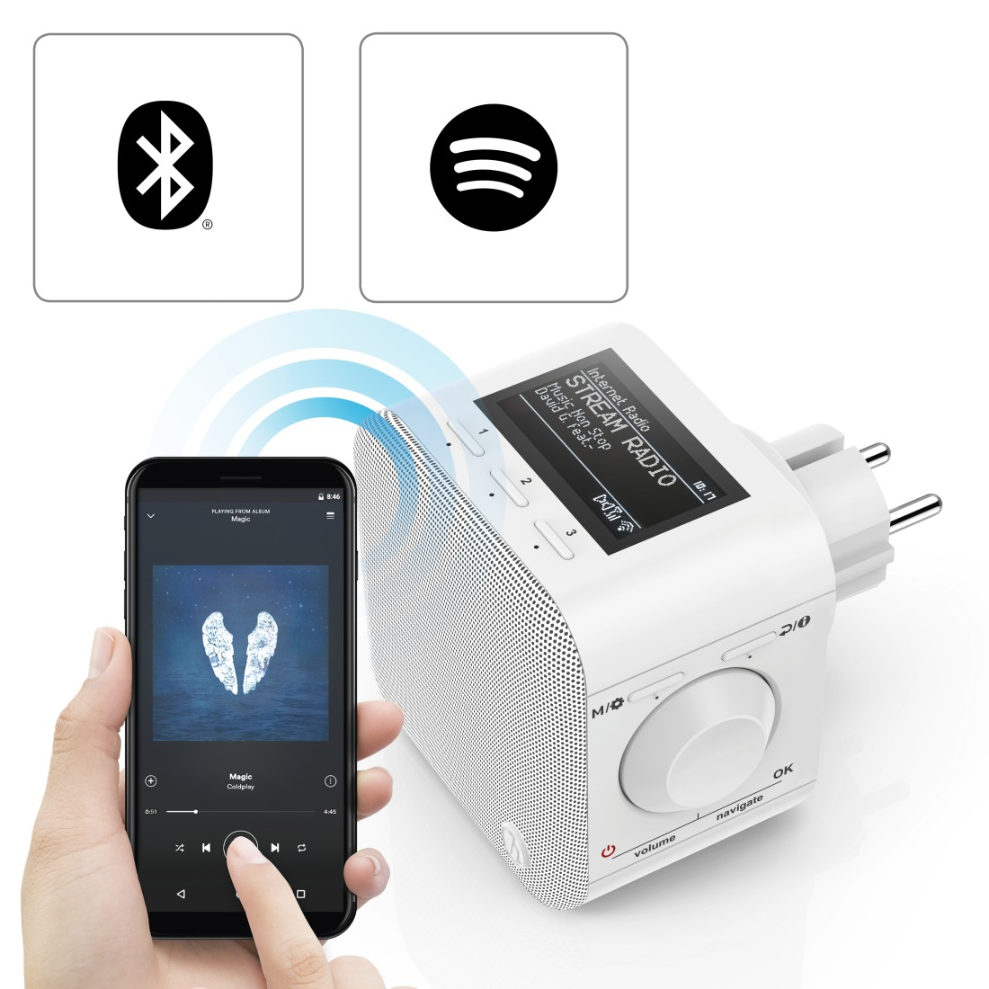 HAMA 54240 Digitalradio "DIR45BT", DAB+/Internetradio/App/Bluetooth®