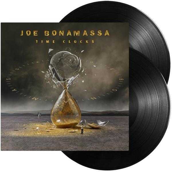 Joe Bonamassa Time Clocks album borítója vinyl lemezekkel.