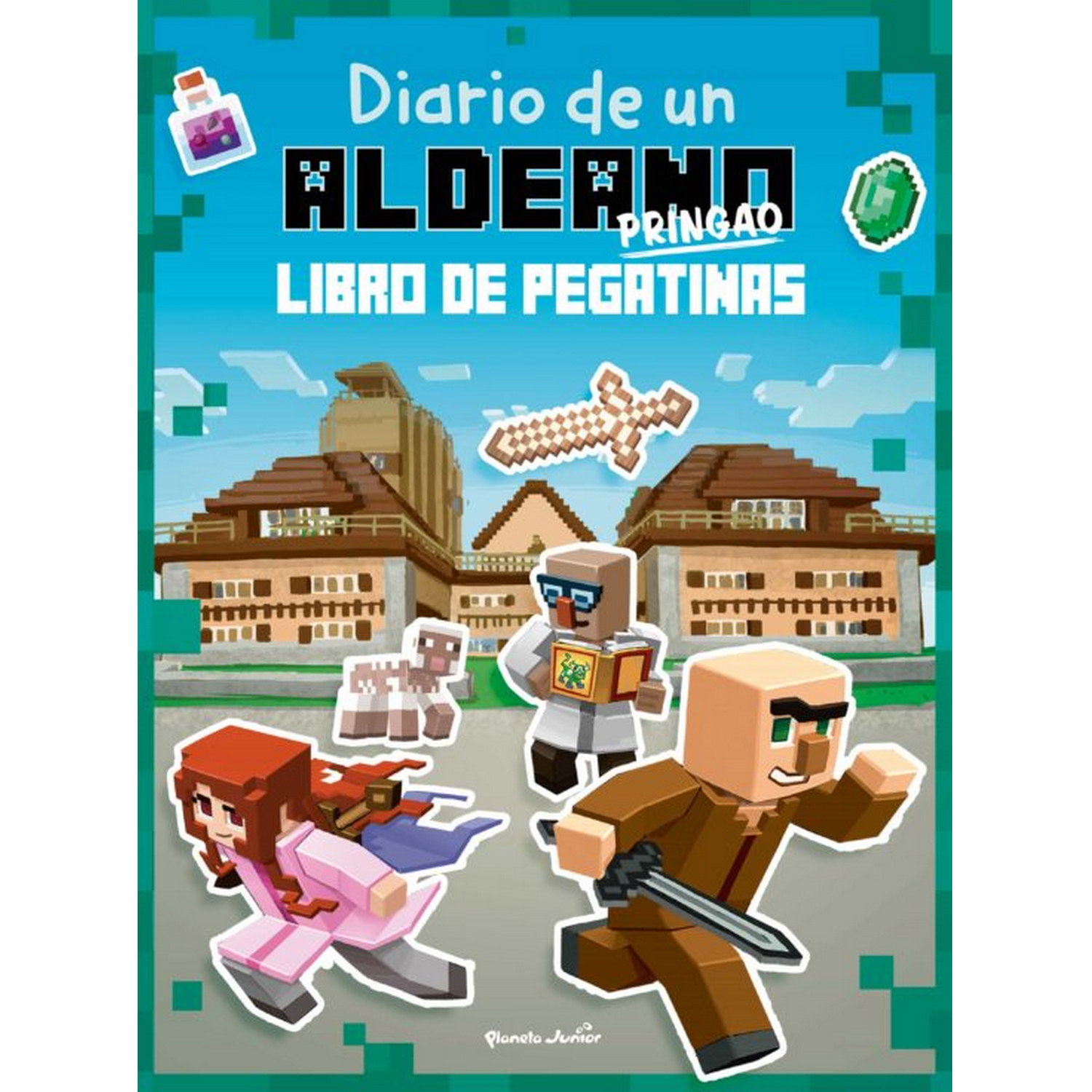 Diario De Un aldeano pringao. libro pegatinas tapa blanda minecraft cube kid