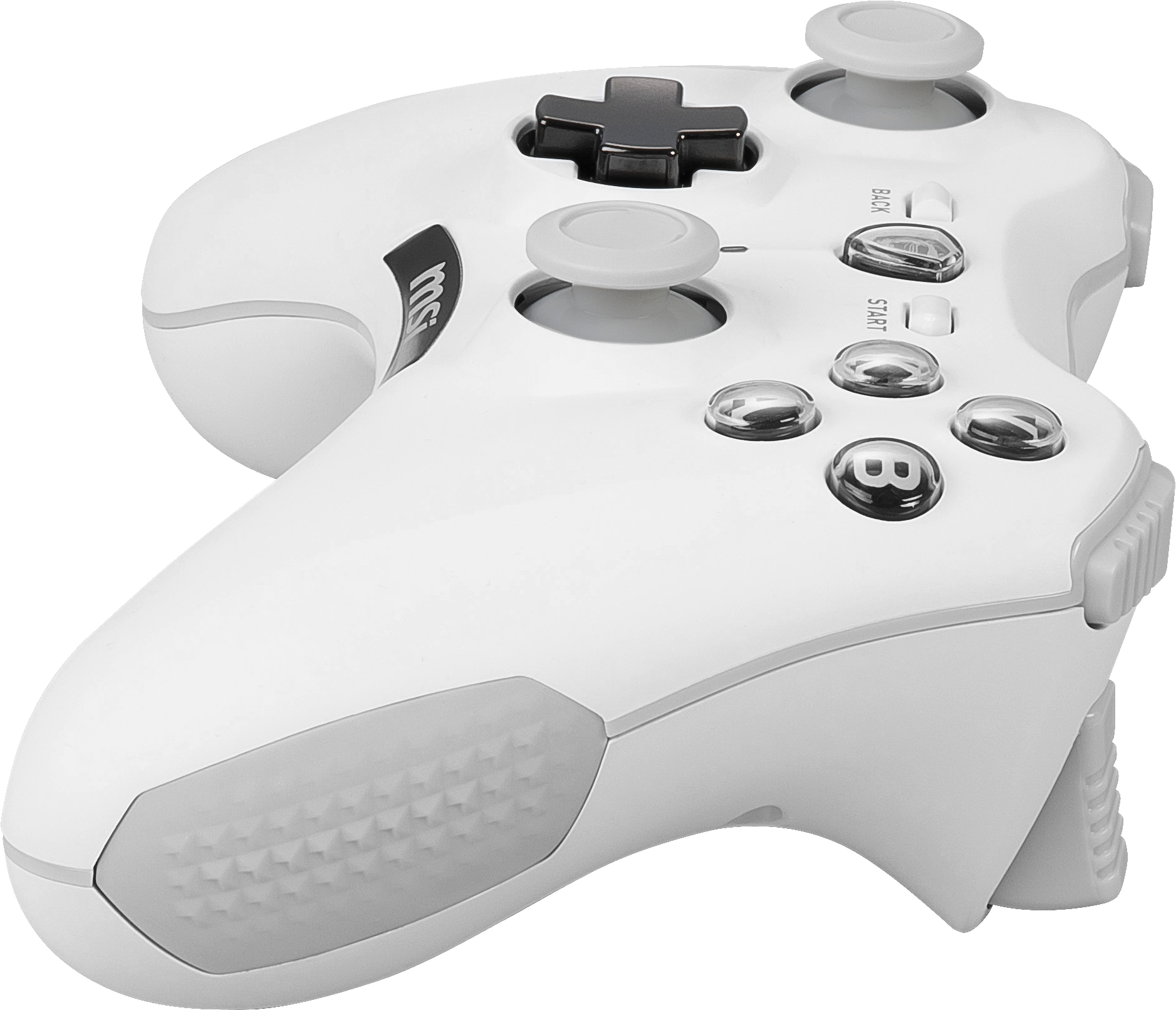 Weißes Gamepad mit Knöpfen.