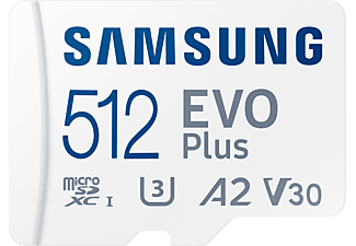 SAMSUNG EVO Plus - Scheda di memoria Micro-SDXC  (512 GB, 130 Mbit/s, Bianco)