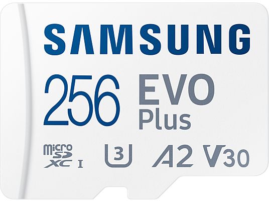 SAMSUNG EVO Plus - Scheda di memoria Micro-SDXC  (256 GB, 130 Mbit/s, Bianco)
