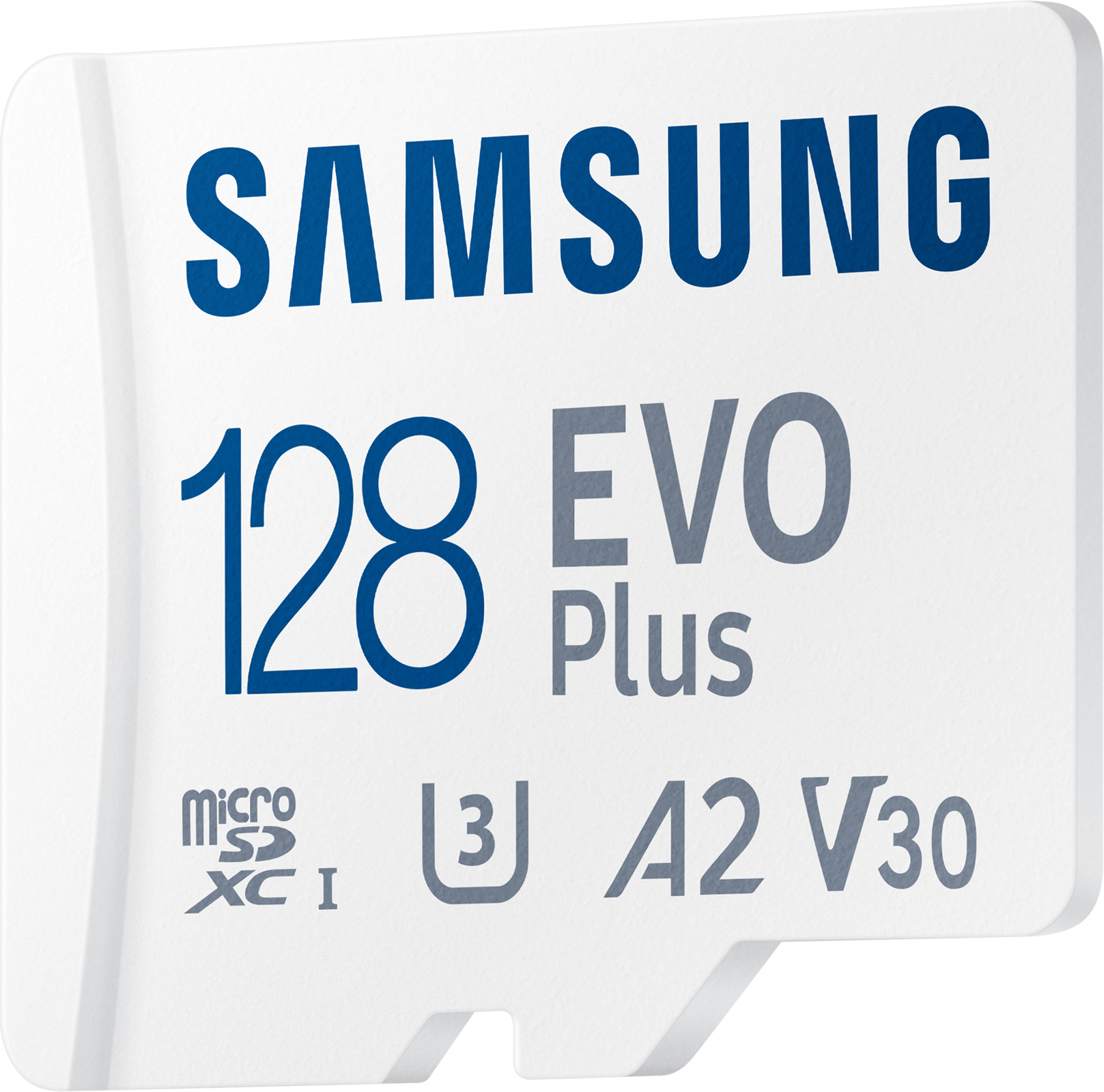 Weiße Samsung EVO Plus MicroSD-Karte.