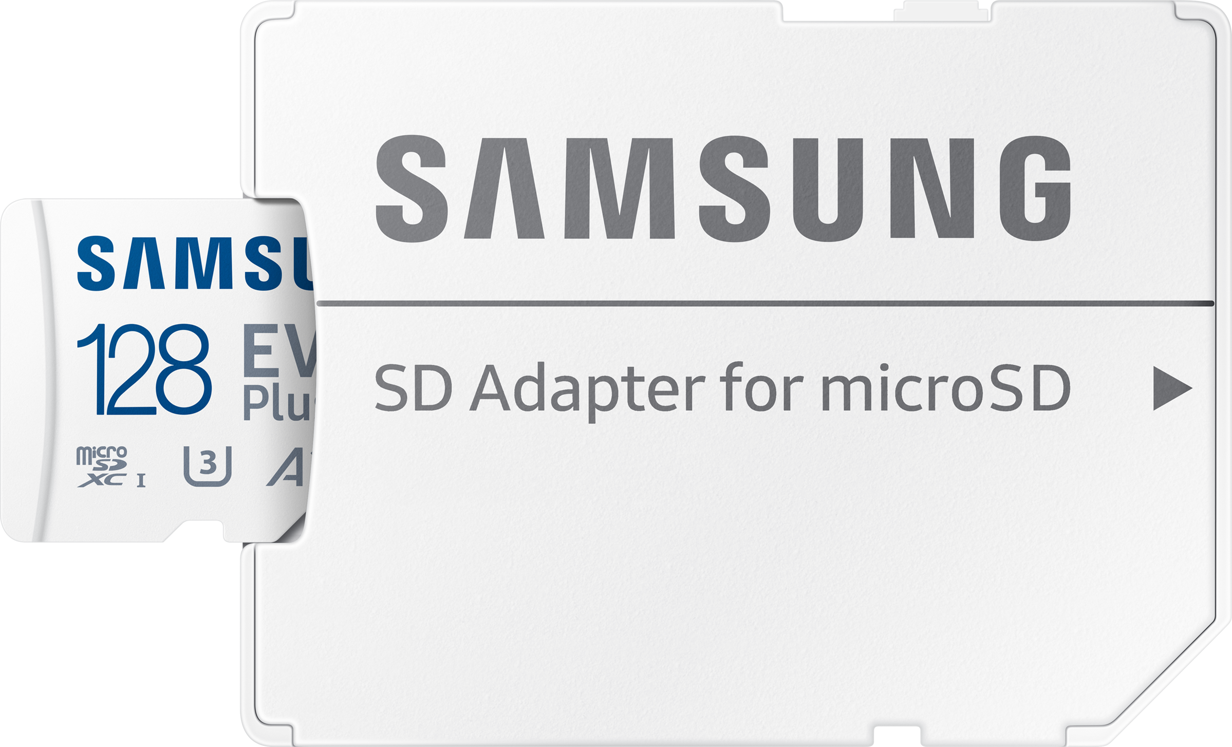 Eine Samsung SD-Karte und ein Adapter, mit prominentem Markennamen.