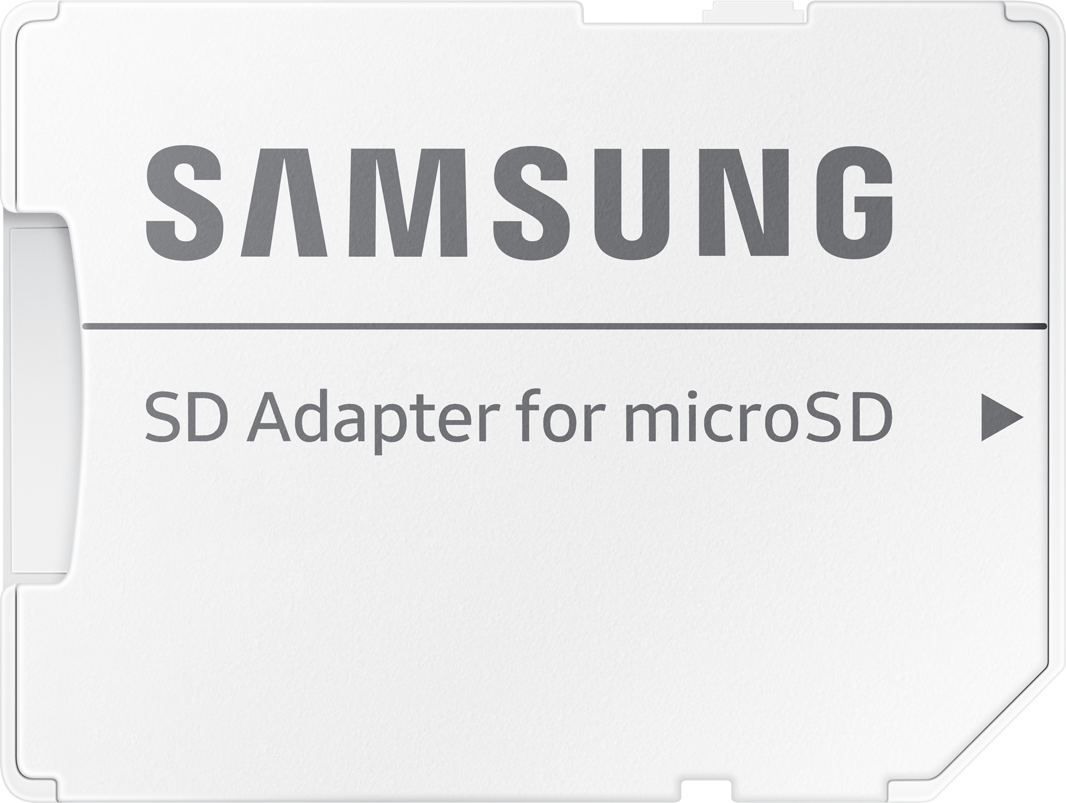 Weißer Samsung SD-Adapter für microSD-Karte. Zeigt Samsung-Logo und Produktinformationen.
