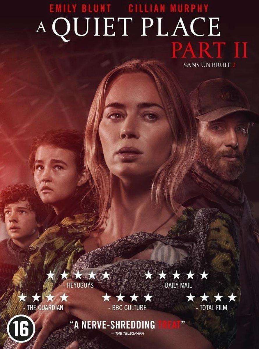 Filmaffiche: A Quiet Place Part II. Emily Blunt en anderen. Horrorfilmhoes. Sterren en recensies.