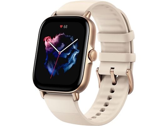 Smartwatch - ‎Amazfit GTS 3, 1.75" UHD AMOLED, 20 mm, 88 - 119 mm, 5 ATM, BT 5.1, 12 días, Blanco Marfil