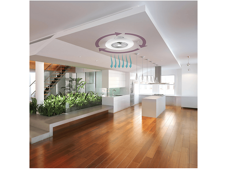 Ventilador de techo con luz - Muvit iO MIOCLF001, De techo, Con ventilador, WiFi, Compatible Asistentes Voz, Blanco