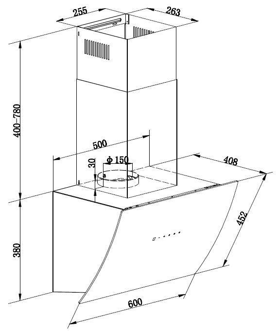 RESPEKTA CH99060SA, Dunstabzugshaube (600 mm breit, 408 cm tief)