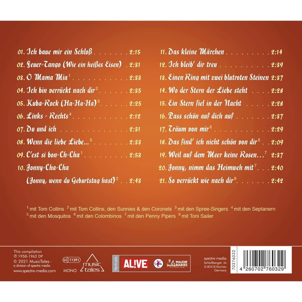 Album-Rückseite mit deutschem Text und Titelliste.