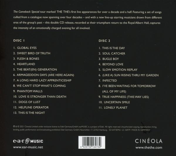 CD borító a számlistával. A cím: The Comeback Special, a The The-től.