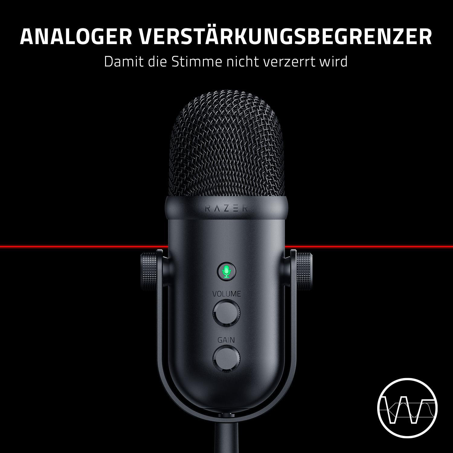 RAZER Seiren V2 Pro Streaming Mikrofon, Schwarz Streaming Mikrofon 