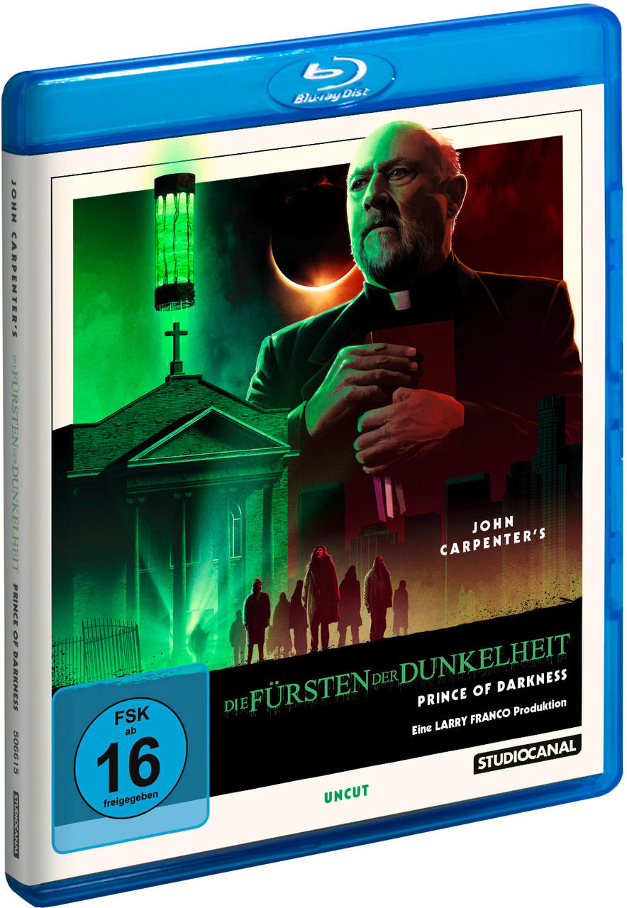 Blu-ray-Filmhülle. Das Cover zeigt einen Mann mit Kragen vor einer Kirche.