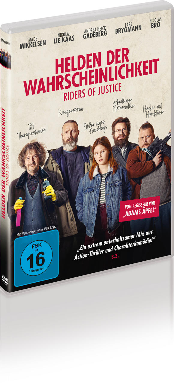 DVD-Hülle mit dem Titel 'Helden der Wahrscheinlichkeit', mit Schauspielern und Text. Ein Filmplakat ist abgebildet.