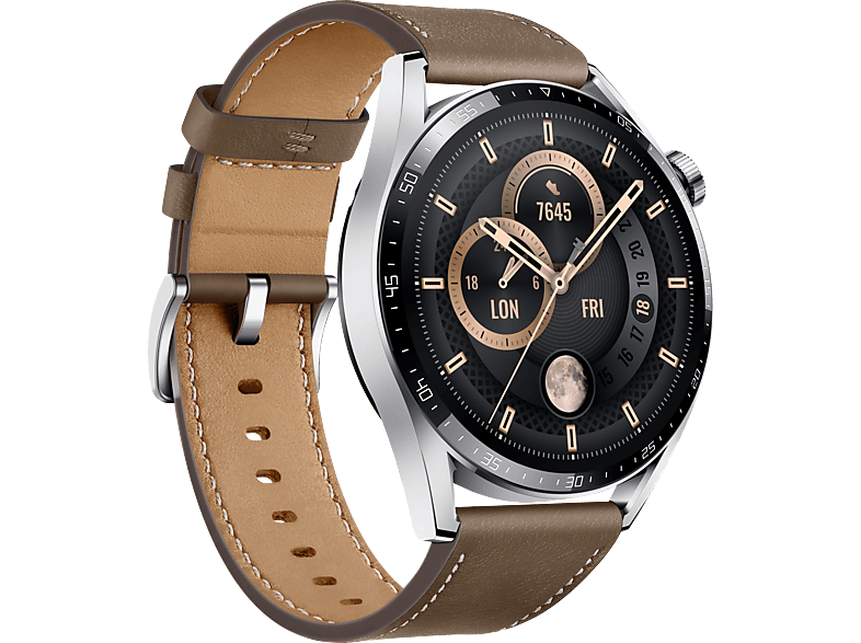 Smartwatch HUAWEI WATCH GT 3 46mm Smartwatch Edelstahl Fluoroelastomer, 140  | 210 mm, Black/Black | MediaMarkt