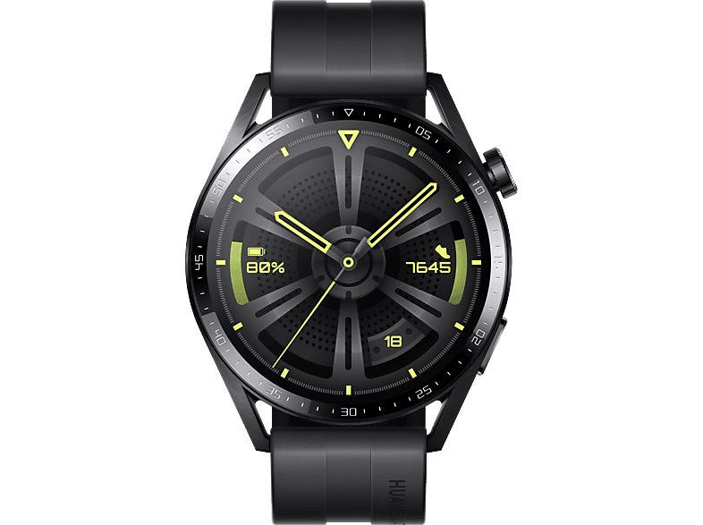 Smartwatch HUAWEI WATCH 3 46mm | mm, Black/Black 140 MediaMarkt Fluoroelastomer, 210 Smartwatch - Edelstahl GT