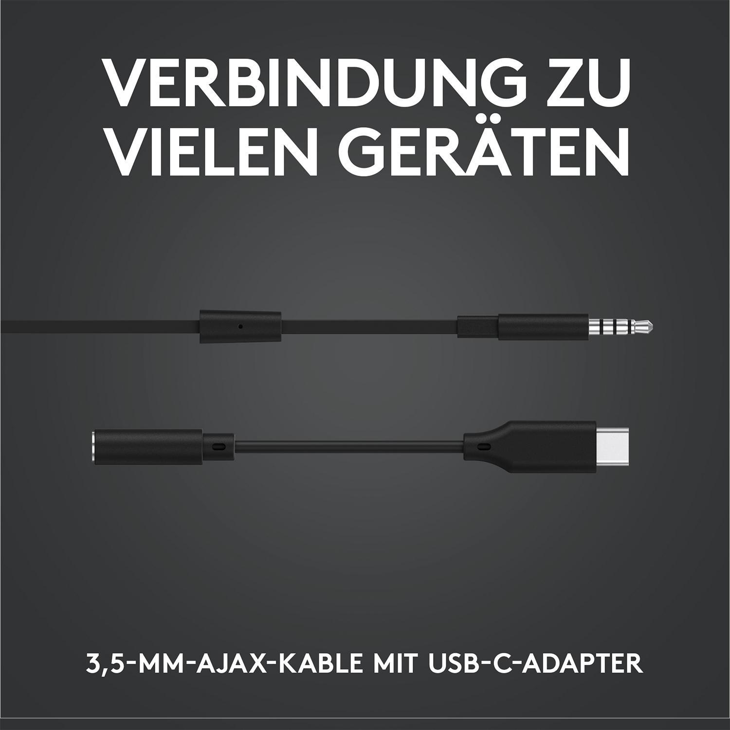 Schwarz Gaming In-ear G333, Headset LOGITECH