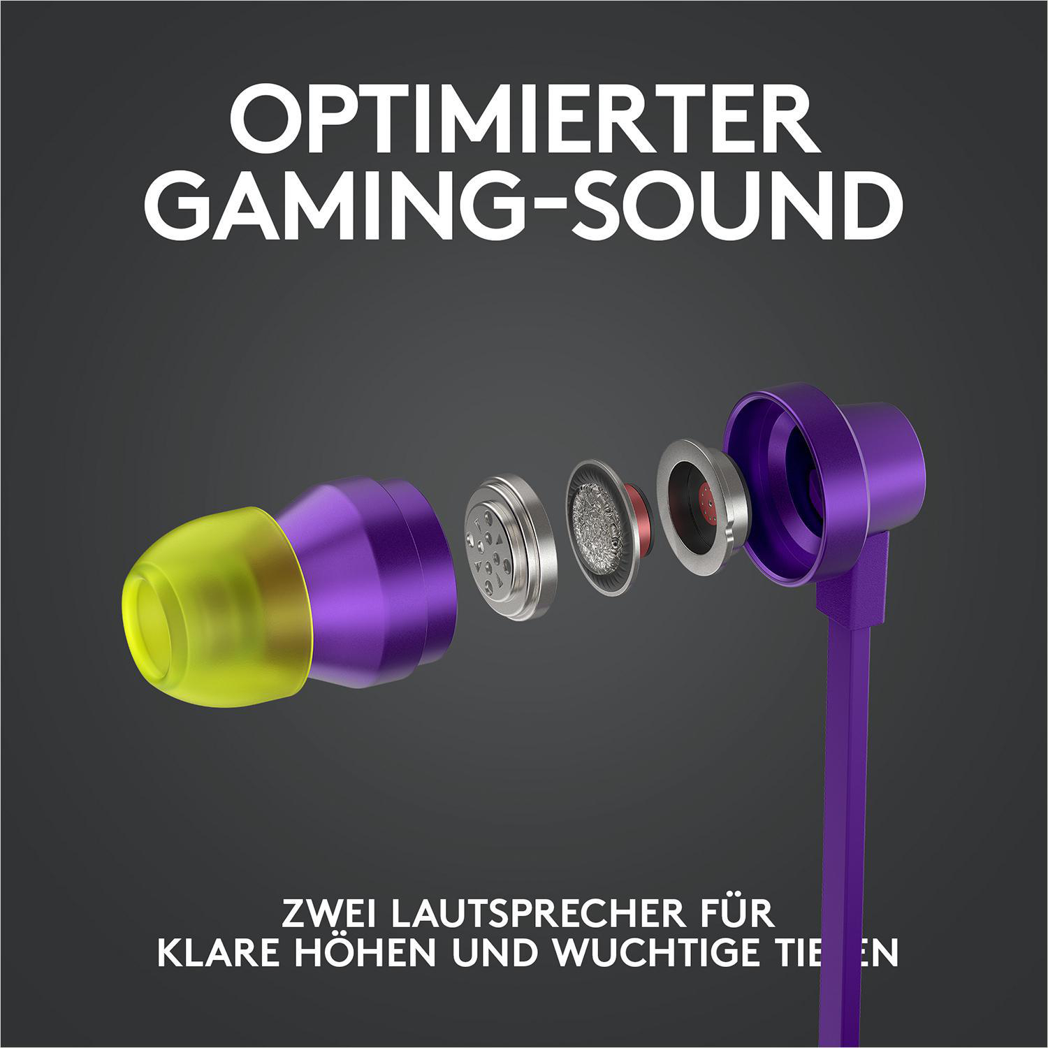 LOGITECH G333, In-ear Headset Gaming Lila