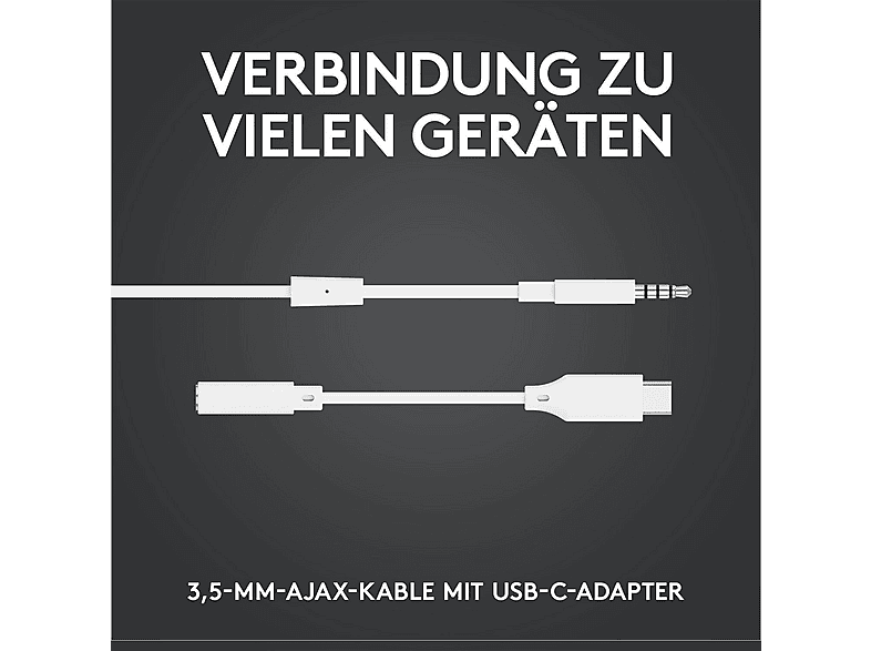 LOGITECH G333, In-ear Gaming Headset Weiß