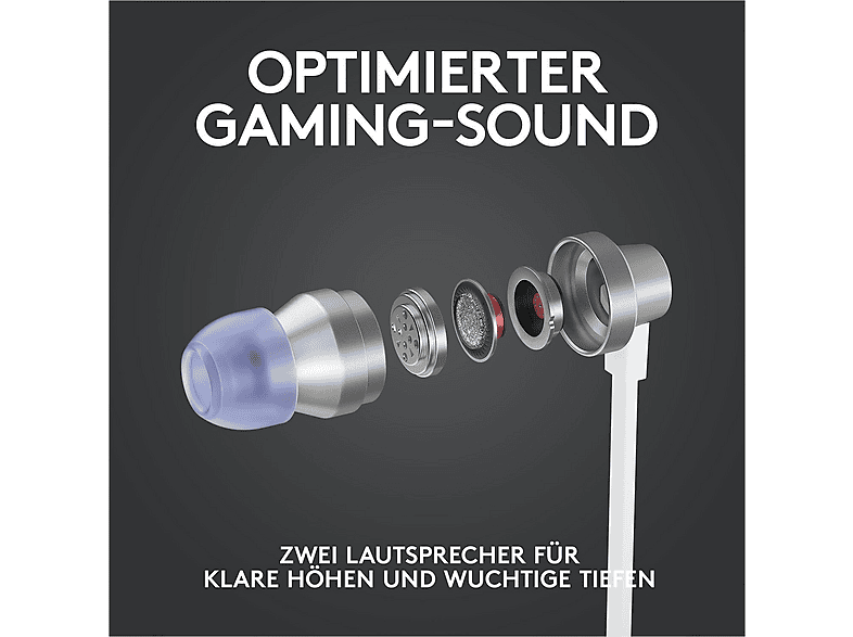 LOGITECH G333, In-ear Gaming Headset Weiß