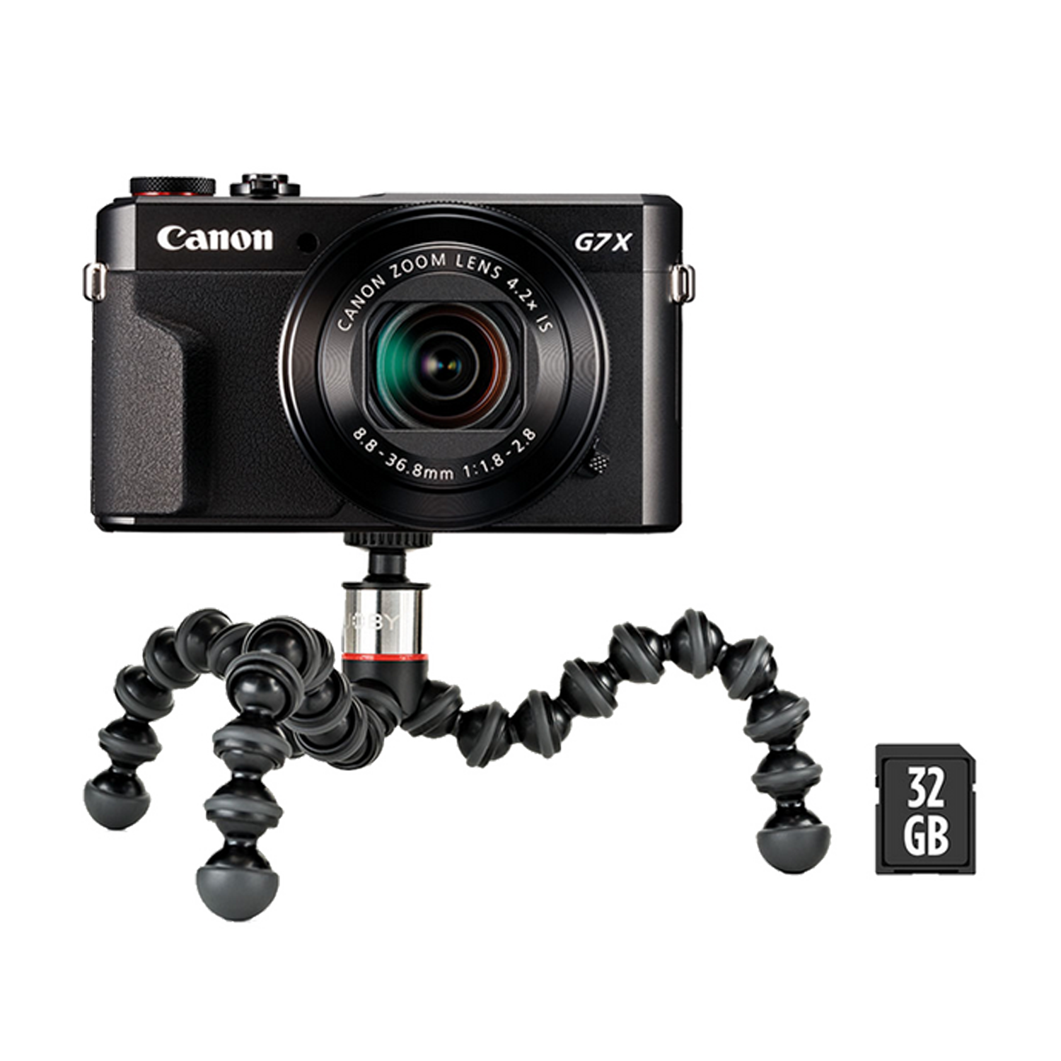 Canon Powershot G7 x mark ii negro 20.1 megapixel con trípode tarjeta sd 32gb mp iso 12800 zoom 4.2x g7x digital procesamiento 1080p tripod
