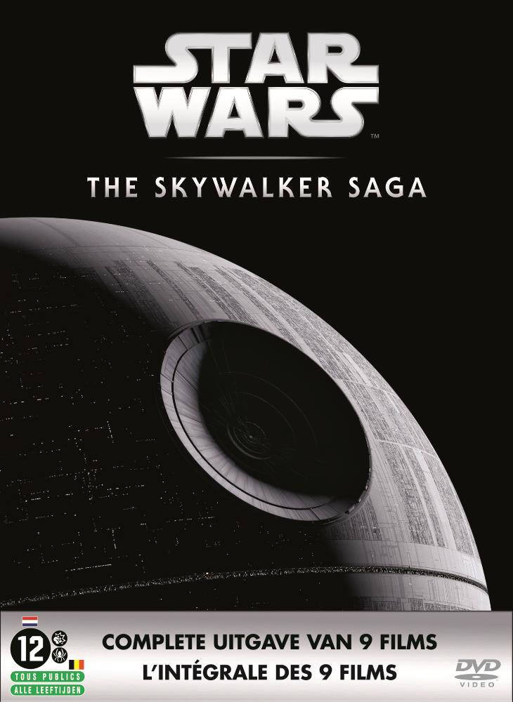 Star Wars: The Skywalker Saga DVD-hoes met Death Star-afbeelding.