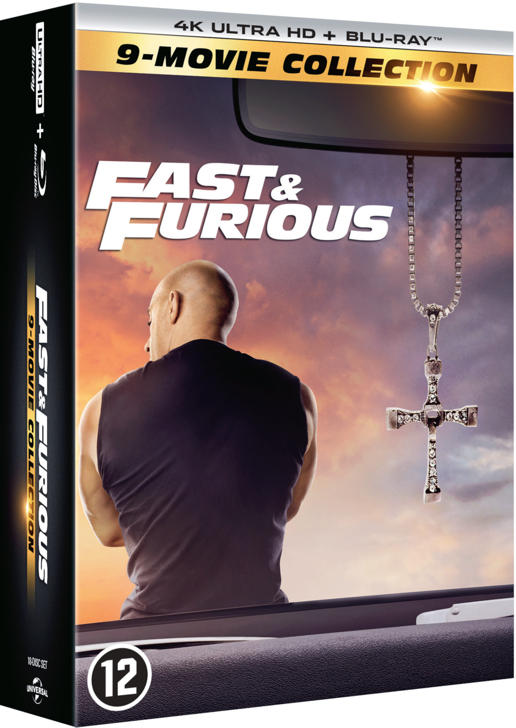 Fast & Furious 9-Movie Collection Blu-ray boxset met Vin Diesel op de cover.