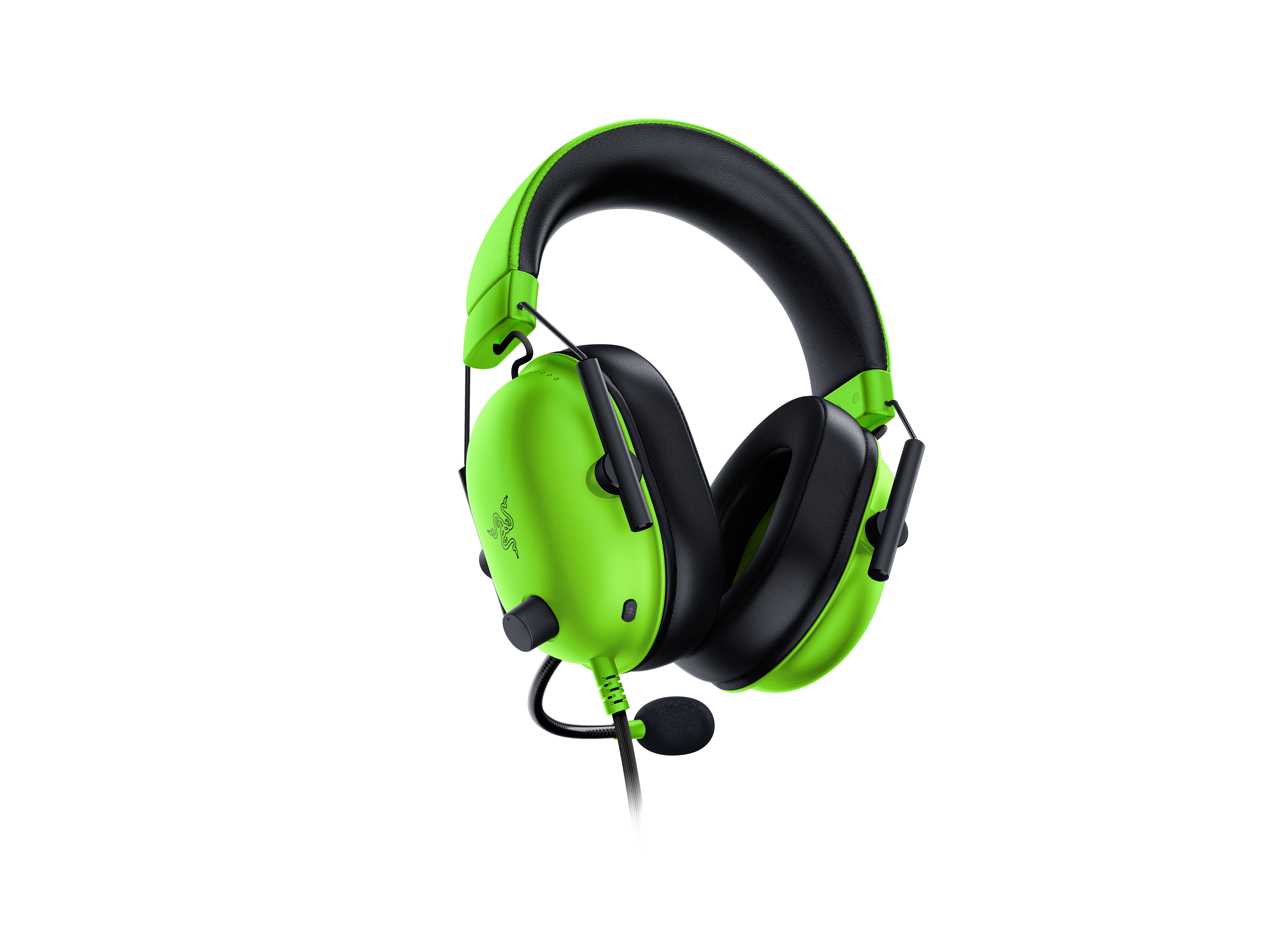Grünes und schwarzes Gaming-Headset. Ohrmuscheln sind schwarz, das Stirnband ist grün und schwarz.