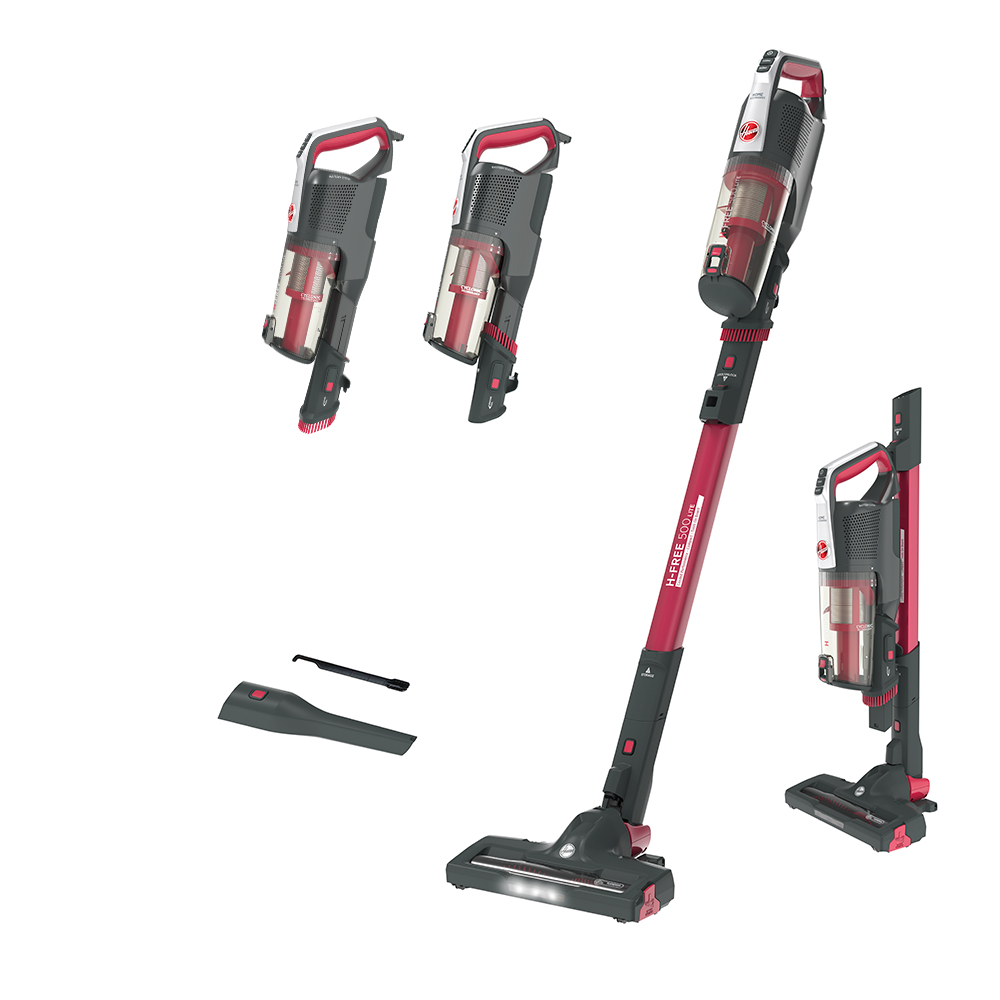 Hoover Hf522lhm Hfree 500 hf522lhmaspiradora escoba sin cable almacenaje 69cm batería 45mins motor directo por impulsos set completo accesorios rojo 0.45 litros de 011 15500pa 45min